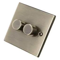 hamilton Hamilton 100W 2 Gang 2 Way LED Trailing/Leading Edge Dimmer Switch Antique Brass - hamilton Hamilton 100W 2 Gang 2 Way LED Trailing/Leading Edge Dimmer Switch Antique Brass