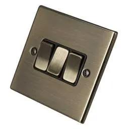 hamilton Hamilton 10A 3 Gang 2 Way Light Switch Black Insert Antique Brass - hamilton Hamilton 10A 3 Gang 2 Way Light Switch Black Insert Antique Brass