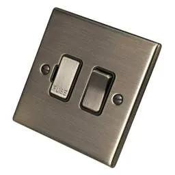 hamilton Hamilton 13A DP Switched Fused Spur Black Insert Antique Brass - hamilton Hamilton 13A DP Switched Fused Spur Black Insert Antique Brass