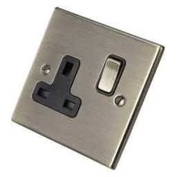 hamilton Hamilton 13A DP 1 Gang Switched Socket Black Insert Antique Brass - hamilton Hamilton 13A DP 1 Gang Switched Socket Black Insert Antique Brass