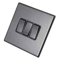 hamilton Hamilton 10A 3 Gang 2 Way Light Switch Grey Insert Screwless Anthra Grey - hamilton Hamilton 10A 3 Gang 2 Way Light Switch Grey Insert Screwless Anthra Grey