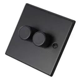 hamilton Hamilton 100W 2 Gang 2 Way LED Trailing/Leading Edge Dimmer Switch Matt Black - hamilton Hamilton 100W 2 Gang 2 Way LED Trailing/Leading Edge Dimmer Switch Matt Black