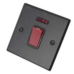 hamilton Hamilton 45A DP 1 Gang Switch with Neon Black Insert Matt Black - hamilton Hamilton 45A DP 1 Gang Switch with Neon Black Insert Matt Black