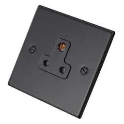 hamilton Hamilton 5A 1 Gang Unswitched Socket Black Insert Matt Black - hamilton Hamilton 5A 1 Gang Unswitched Socket Black Insert Matt Black