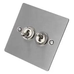 hamilton Hamilton 20A 2 Gang 2 Way Toggle Switch Satin Steel - hamilton Hamilton 20A 2 Gang 2 Way Toggle Switch Satin Steel