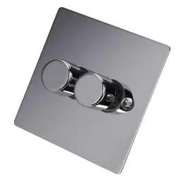 hamilton Hamilton 100W 2 Gang 2 Way LED Trailing/Leading Edge Dimmer Switch Bright Chrome - hamilton Hamilton 100W 2 Gang 2 Way LED Trailing/Leading Edge Dimmer Switch Bright Chrome
