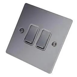 hamilton Hamilton 10A 2 Gang 2 Way Light Switch White Insert Bright Chrome - hamilton Hamilton 10A 2 Gang 2 Way Light Switch White Insert Bright Chrome