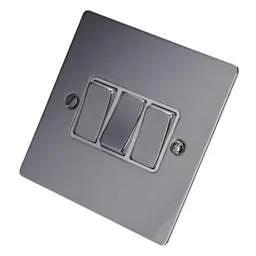 hamilton Hamilton 10A 3 Gang 2 Way Light Switch White Insert Bright Chrome - hamilton Hamilton 10A 3 Gang 2 Way Light Switch White Insert Bright Chrome