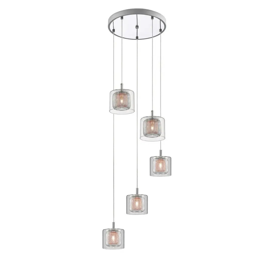 impex Impex PGH606101/05/CU/CH Laure 5 Light Pendant Dangle Glass Copper Mesh - impex Impex PGH606101/05/CU/CH Laure 5 Light Pendant Dangle Glass Copper Mesh