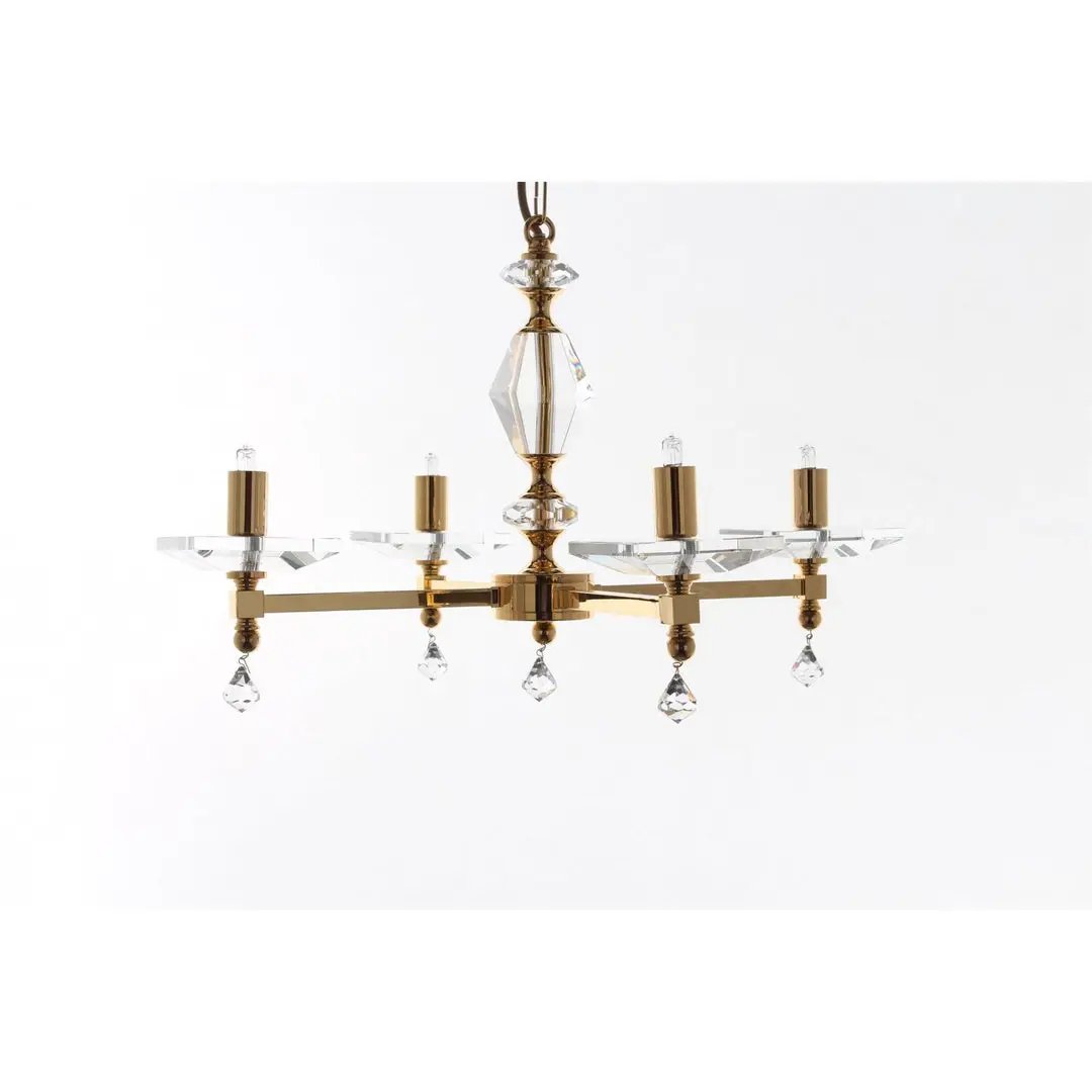 impex Impex STH04054/04/G Capri 4 Arm Chandelier Optic Glass Pans Gold - impex Impex STH04054/04/G Capri 4 Arm Chandelier Optic Glass Pans Gold