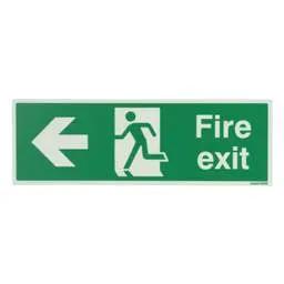 label sign Industrial Signs 300mm x 100mm Fire Exit Arrow Left Rigid PVC Photoluminescent Sign - label sign Industrial Signs 300mm x 100mm Fire Exit Arrow Left Rigid PVC Photoluminescent Sign