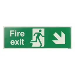 label sign Industrial Signs 450mm x 150mm Fire Exit Arrow Down and Right Self Adhesive Photoluminescent Sign - label sign Industrial Signs 450mm x 150mm Fire Exit Arrow Down and Right Self Adhesive Photoluminescent Sign