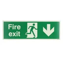 label sign Industrial Signs 450mm x 150mm Fire Exit Arrow Down Self Adhesive Vinyl Photoluminescent Sign - label sign Industrial Signs 450mm x 150mm Fire Exit Arrow Down Self Adhesive Vinyl Photoluminescent Sign