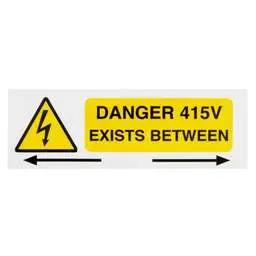 label sign Industrial Signs 75mm x 25mm Danger 415 Volts Exists Between Label (Pack of 10) - label sign Industrial Signs 75mm x 25mm Danger 415 Volts Exists Between Label (Pack of 10)