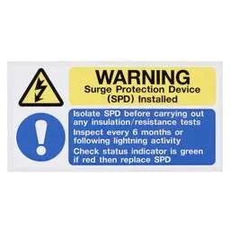 label sign Industrial Signs 100mm x 50mm Warning Surge Protection Device Label (Pack of 10) - label sign Industrial Signs 100mm x 50mm Warning Surge Protection Device Label (Pack of 10)