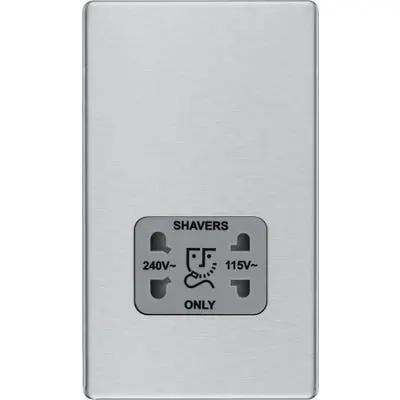 Electrical Lighting BG Screwless 115-230V Dual Voltage Shaver Socket Brushed Steel FBS20G - Electrical Lighting BG Screwless 115-230V Dual Voltage Shaver Socket Brushed Steel FBS20G