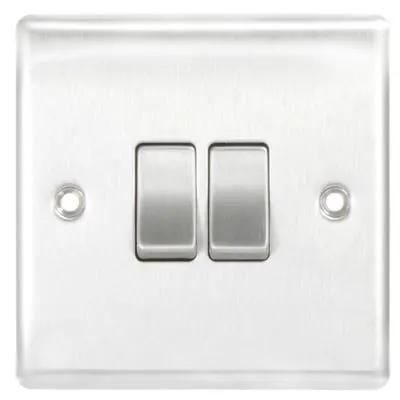 Electrical Lighting BG 20A 2 Gang 2 Way Light Switch Brushed Steel NBS42 - Electrical Lighting BG 20A 2 Gang 2 Way Light Switch Brushed Steel NBS42