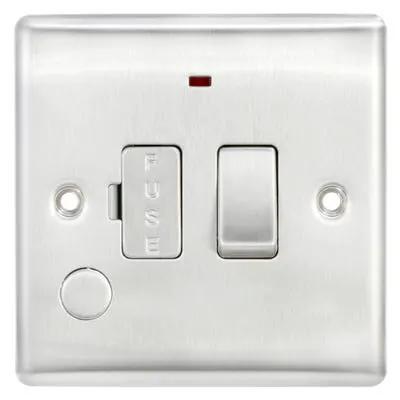 Electrical Lighting BG 13A Flex Output Neon Switched Fused Spur Unit Brushed Steel NBS53 - Electrical Lighting BG 13A Flex Output Neon Switched Fused Spur Unit Brushed Steel NBS53