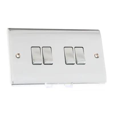 BG British General BG 20A 4 Gang 2 Way Light Switch Polished Chrome NPC44 - BG British General BG 20A 4 Gang 2 Way Light Switch Polished Chrome NPC44