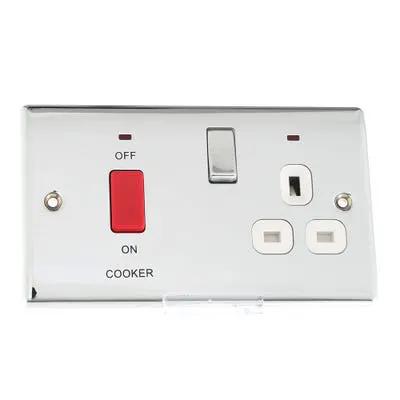 BG British General BG 45A DP Cooker Socket Neon Switch Polished ChromeNPC70W - BG British General BG 45A DP Cooker Socket Neon Switch Polished ChromeNPC70W
