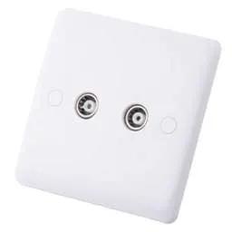 m2 slimline M2 Slimline 1 Gang Twin Coaxial Socket White - Slimline m2 slimline M2 Slimline 1 Gang Twin Coaxial Socket White Slimline
