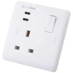 m2 slimline M2 Slimline 13A 1 Gang Switched Socket with 2 x Type C USB Outlets White - Slimline m2 slimline M2 Slimline 13A 1 Gang Switched Socket with 2 x Type C USB Outlets White Slimline