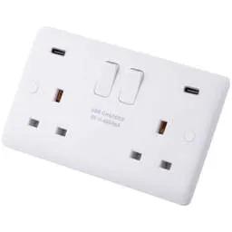 m2 slimline M2 Slimline 13A 2 Gang Switched Socket with 2 x Type C USB Outlets White - Slimline m2 slimline M2 Slimline 13A 2 Gang Switched Socket with 2 x Type C USB Outlets White Slimline