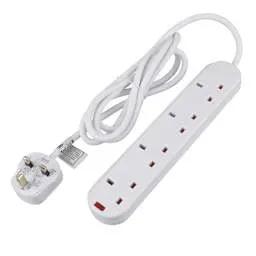Extension Leads Knightsbridge 13A 2m 4 Gang Extension Lead with Neon White - Extension Leads Knightsbridge 13A 2m 4 Gang Extension Lead with Neon White