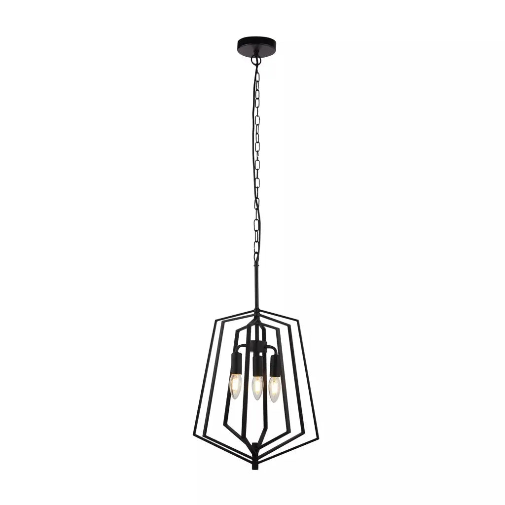 Searchlight Pendant Lights Slinky 3Lt Ceiling Pendant - Black Metal - Searchlight Pendant Lights Slinky 3Lt Ceiling Pendant - Black Metal