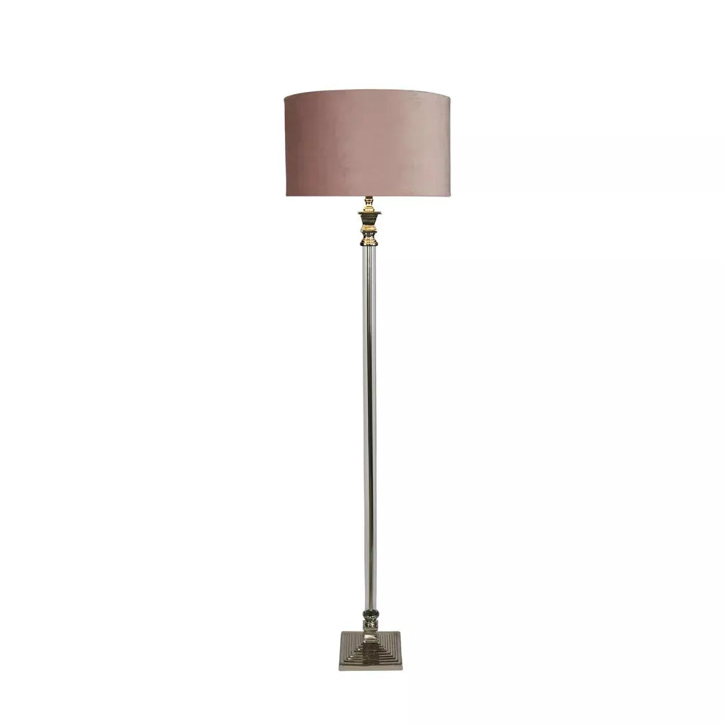 Searchlight Table Lamps Lux & Belle Floor Lamp -Clear Glass & Chrome with Pink Shade - Floor Lamps Searchlight Table Lamps Lux & Belle Floor Lamp -Clear Glass & Chrome with Pink Shade Floor Lamps