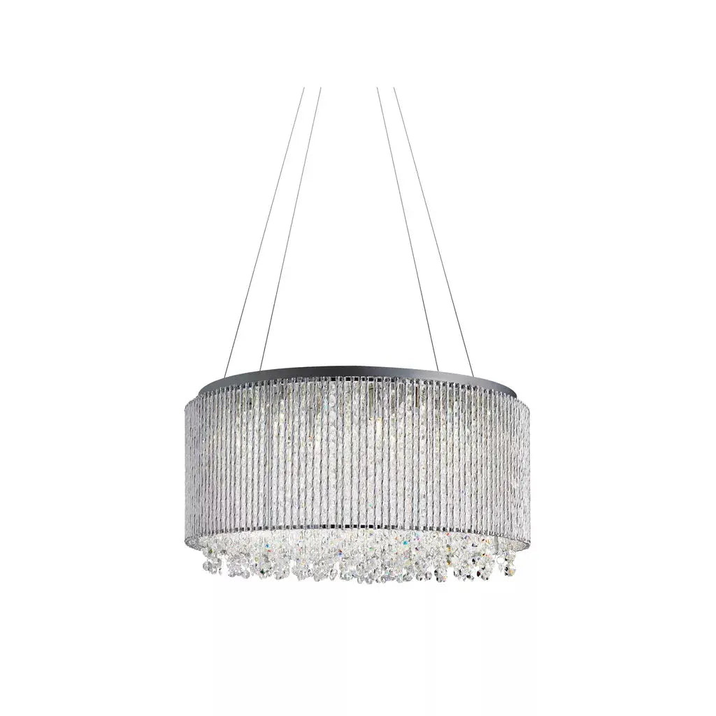 Searchlight Pendant Lights Elise II 8Lt Pendant - Chrome Metal & Clear Crystal - Searchlight Pendant Lights Elise II 8Lt Pendant - Chrome Metal & Clear Crystal