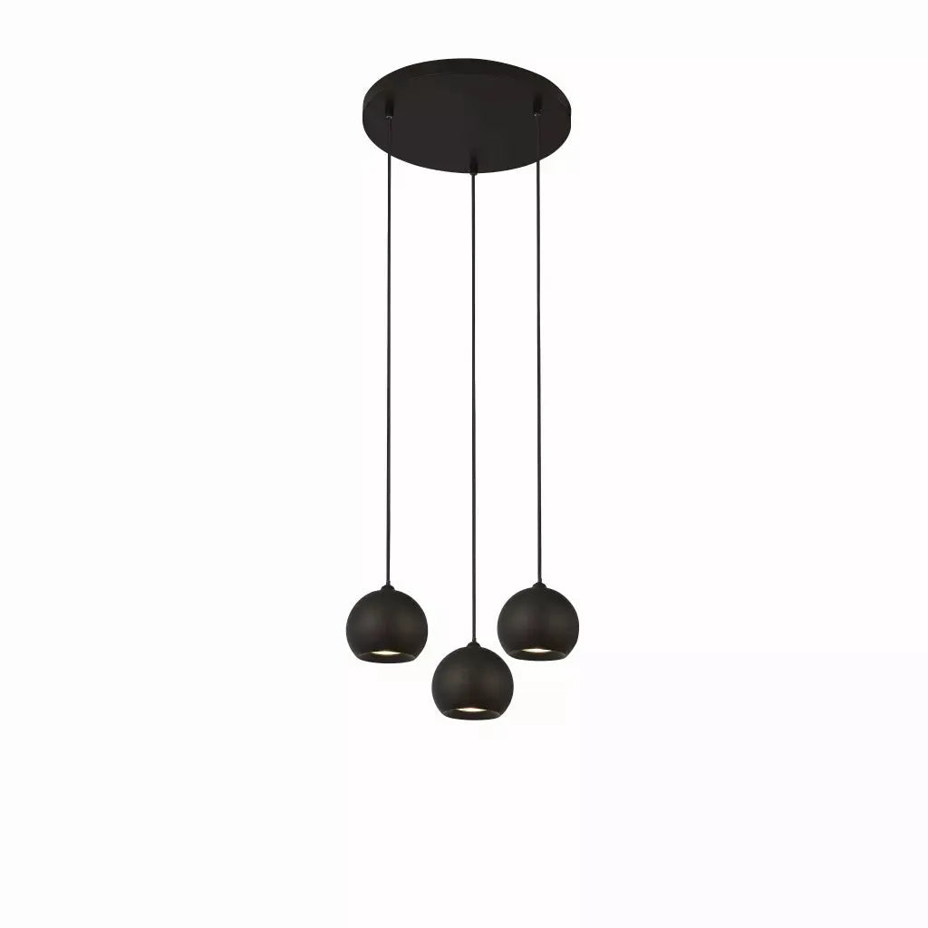 Searchlight Pendant Lights Eindhoven 3Lt Pendant - Sand Black Metal - Searchlight Pendant Lights Eindhoven 3Lt Pendant - Sand Black Metal