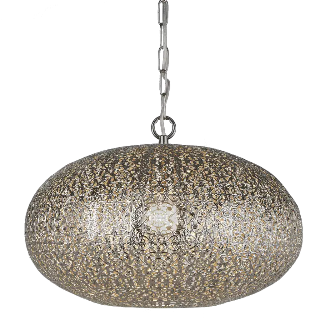 Searchlight Pendant Lights Fretwork Pendant - Nickel Laser Cut Metal - Searchlight Pendant Lights Fretwork Pendant - Nickel Laser Cut Metal
