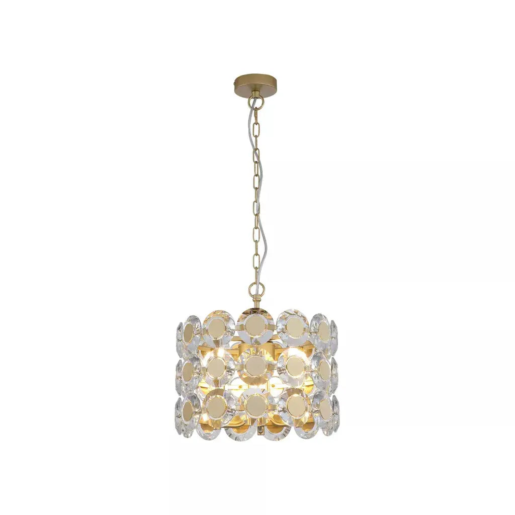 Searchlight Pendant Lights 3Lt Pendant Gold Metal & Clear Crystal - Searchlight Pendant Lights 3Lt Pendant Gold Metal & Clear Crystal