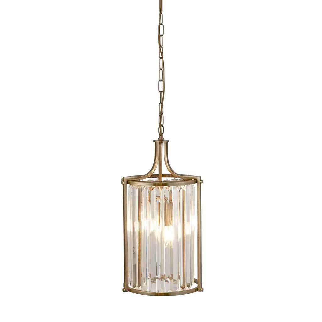 Searchlight Pendant Lights Victoria 2Lt Pendant - Antique Brass Metal & Clear Crystal - Searchlight Pendant Lights Victoria 2Lt Pendant - Antique Brass Metal & Clear Crystal