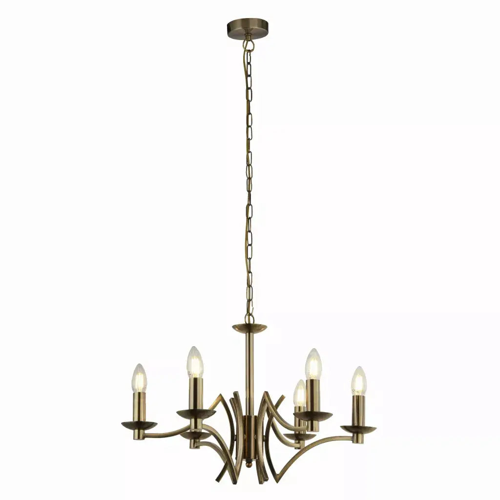 Searchlight Pendant Lights Ascot 6Lt Pendant - Antique Brass Metal - Searchlight Pendant Lights Ascot 6Lt Pendant - Antique Brass Metal