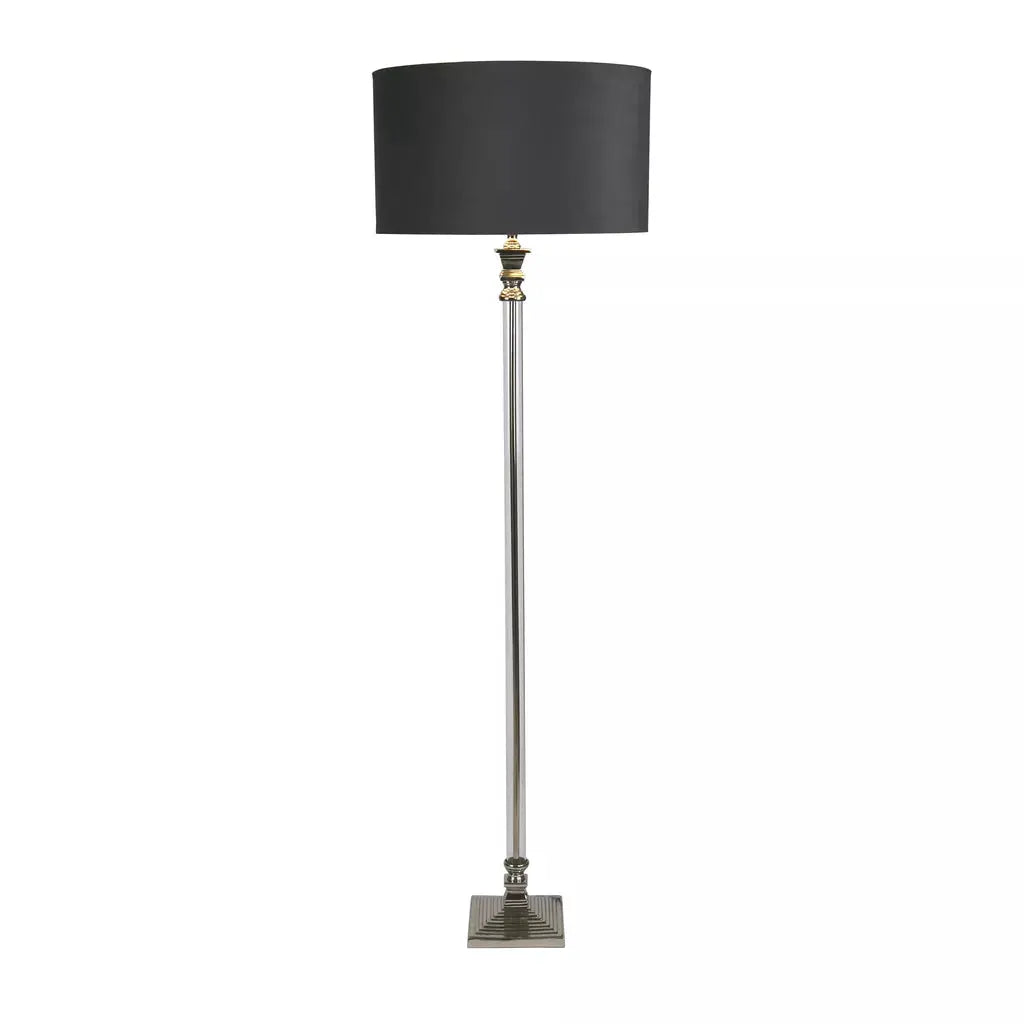 Searchlight Table Lamps Lux & Belle Floor Lamp Glass & Chrome with Dark Grey Shade - Floor Lamps Searchlight Table Lamps Lux & Belle Floor Lamp Glass & Chrome with Dark Grey Shade Floor Lamps