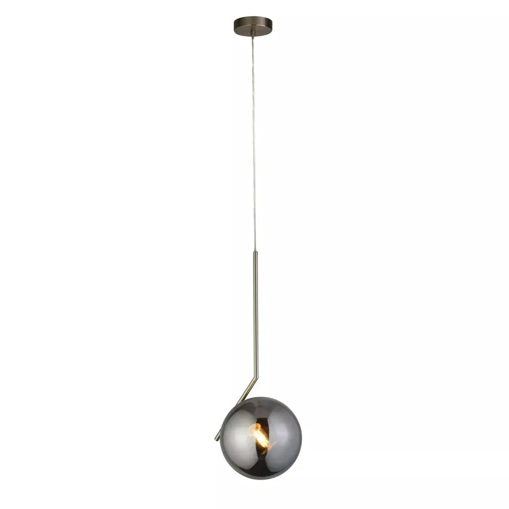 Searchlight Pendant Lights Dixon Globe Pendant Satin Silver - Searchlight Pendant Lights Dixon Globe Pendant Satin Silver