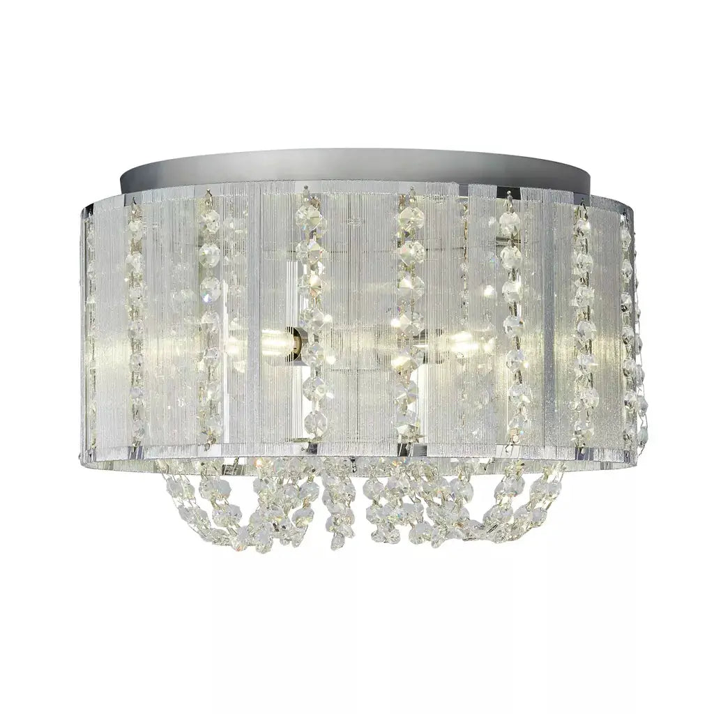 searchlight ceiling lights 4Lt Ceiling Flush Light with Fabric Wrap Shade and Glass Dro - searchlight ceiling lights 4Lt Ceiling Flush Light with Fabric Wrap Shade and Glass Dro