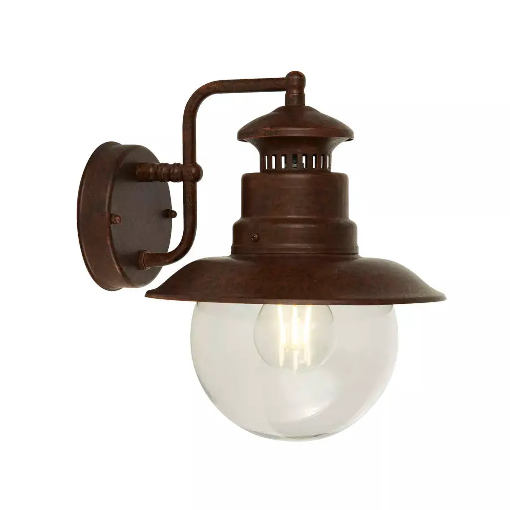 outdoor walllights Station Outdoor Wall Light - Rustic Brown Metal & Glass - outdoor walllights Station Outdoor Wall Light - Rustic Brown Metal & Glass