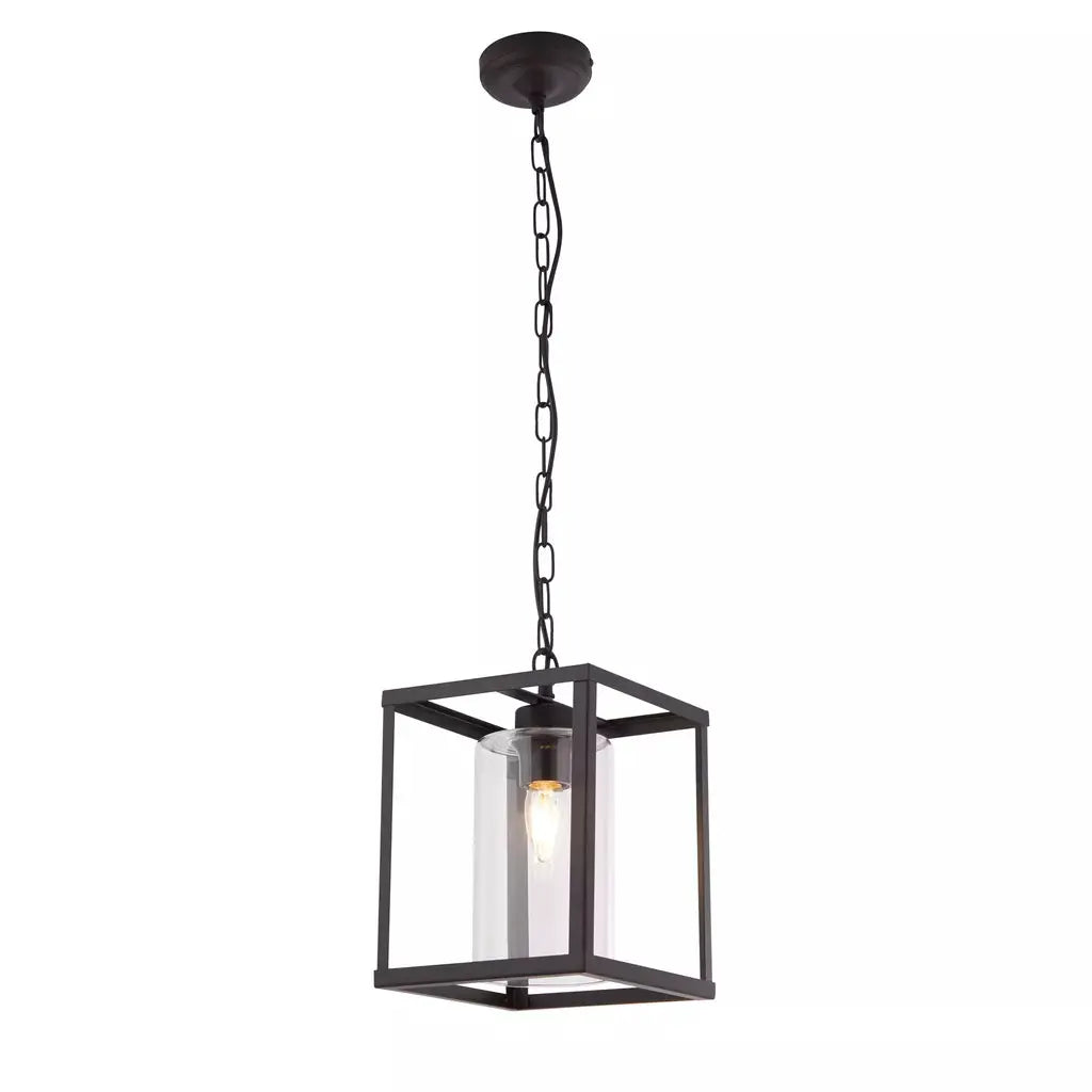 Searchlight Pendant Lights Lux & Belle Pendant - Matt Black Metal & Clear Glass - Searchlight Pendant Lights Lux & Belle Pendant - Matt Black Metal & Clear Glass