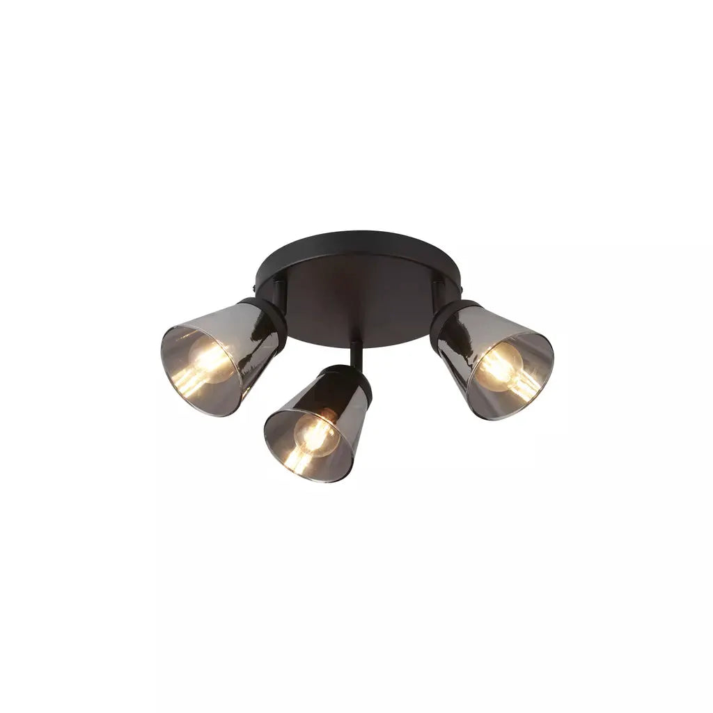 searchlight spots Mega 3Lt Round Spotlight - Black Metal & Smoked Glass - searchlight spots Mega 3Lt Round Spotlight - Black Metal & Smoked Glass