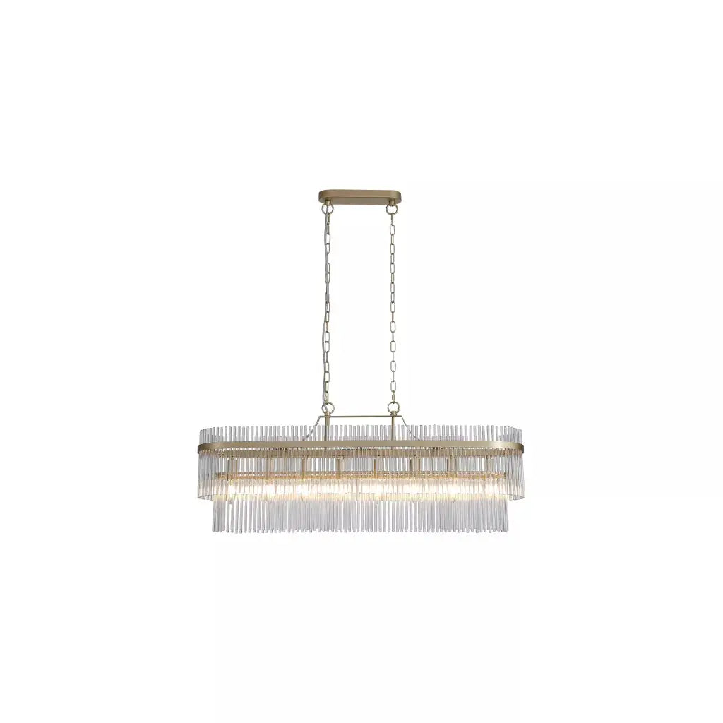 Searchlight Pendant Lights Lara 8Lt Oval Pendant - Gold Metal & Clear Glass Rods - Searchlight Pendant Lights Lara 8Lt Oval Pendant - Gold Metal & Clear Glass Rods