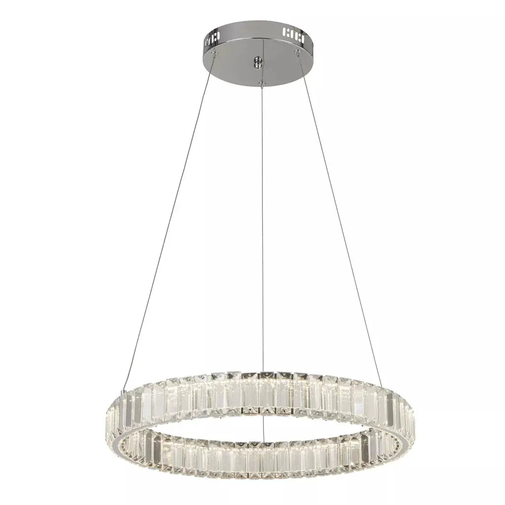Searchlight Pendant Lights Lux & Belle LED Ceiling Light - Chrome & Clear Glass - Searchlight Pendant Lights Lux & Belle LED Ceiling Light - Chrome & Clear Glass