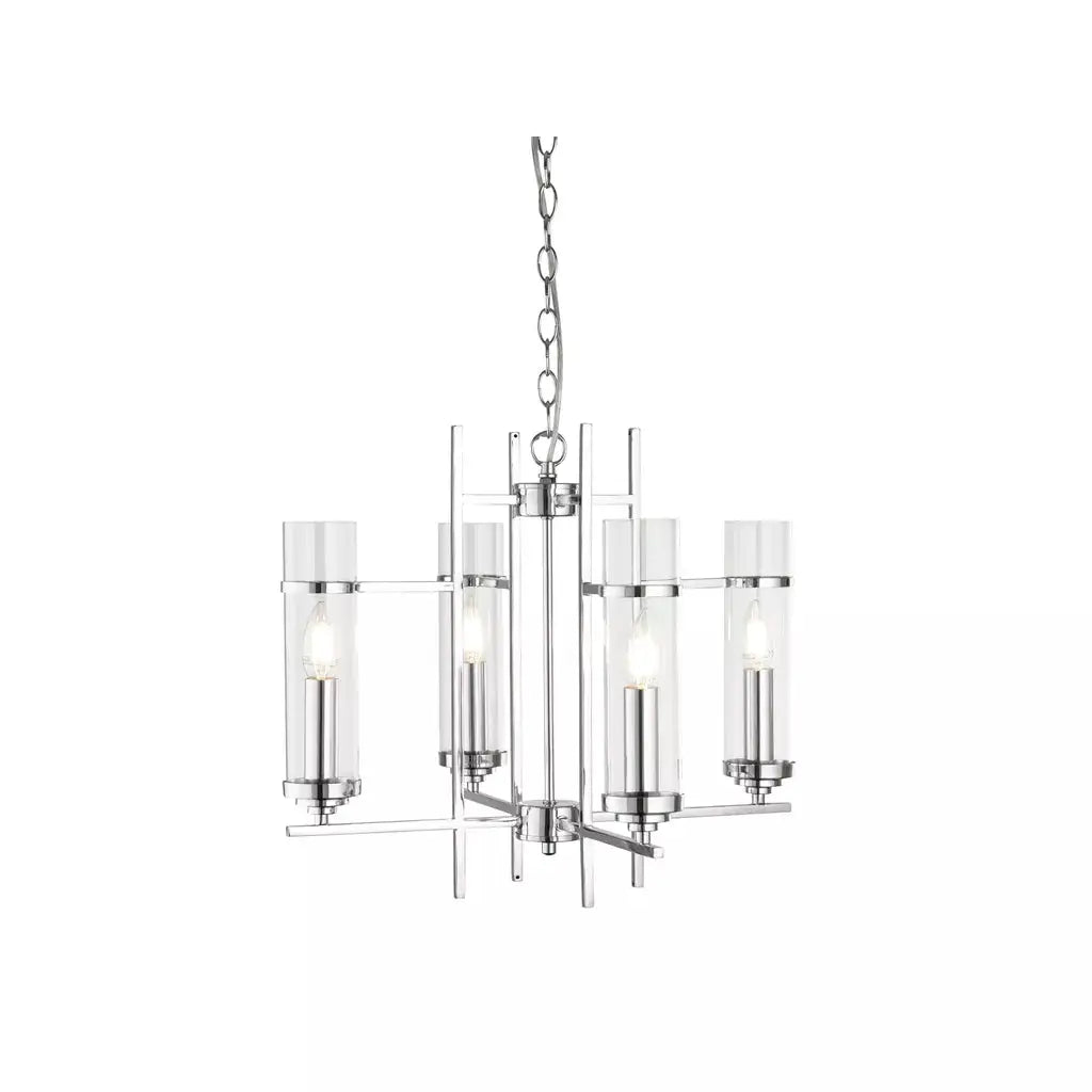 Searchlight Pendant Lights Milo 4Lt Pendant - Chrome Metal & Glass - Searchlight Pendant Lights Milo 4Lt Pendant - Chrome Metal & Glass