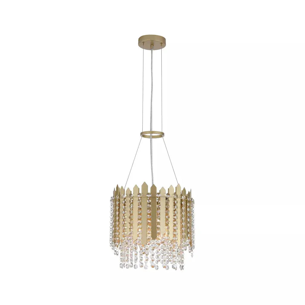 Searchlight Pendant Lights Spear 5Lt Pendant, Gold Metal with Clear Crystal - Searchlight Pendant Lights Spear 5Lt Pendant, Gold Metal with Clear Crystal