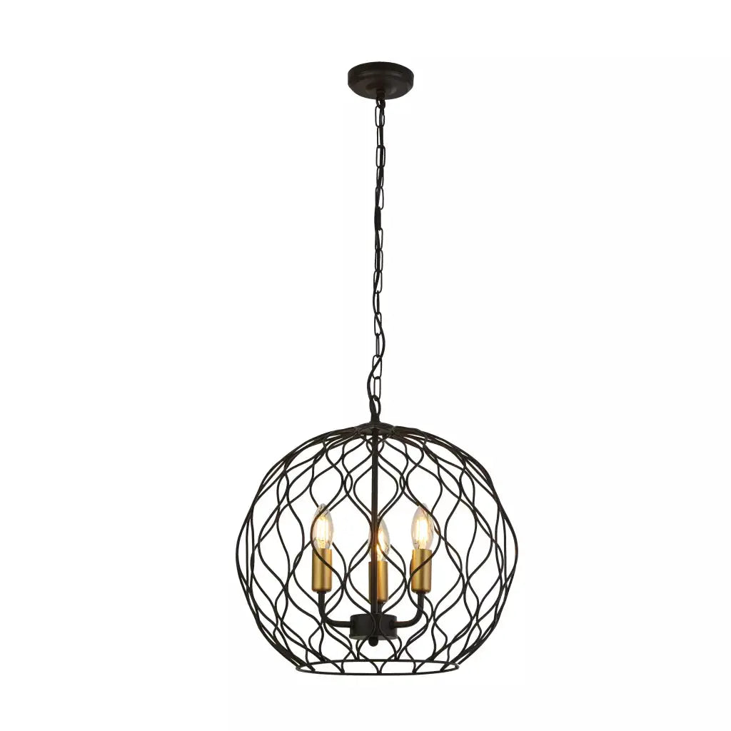 Searchlight Pendant Lights Finesse 3Lt Pendant - Black & Gold Metal - Searchlight Pendant Lights Finesse 3Lt Pendant - Black & Gold Metal