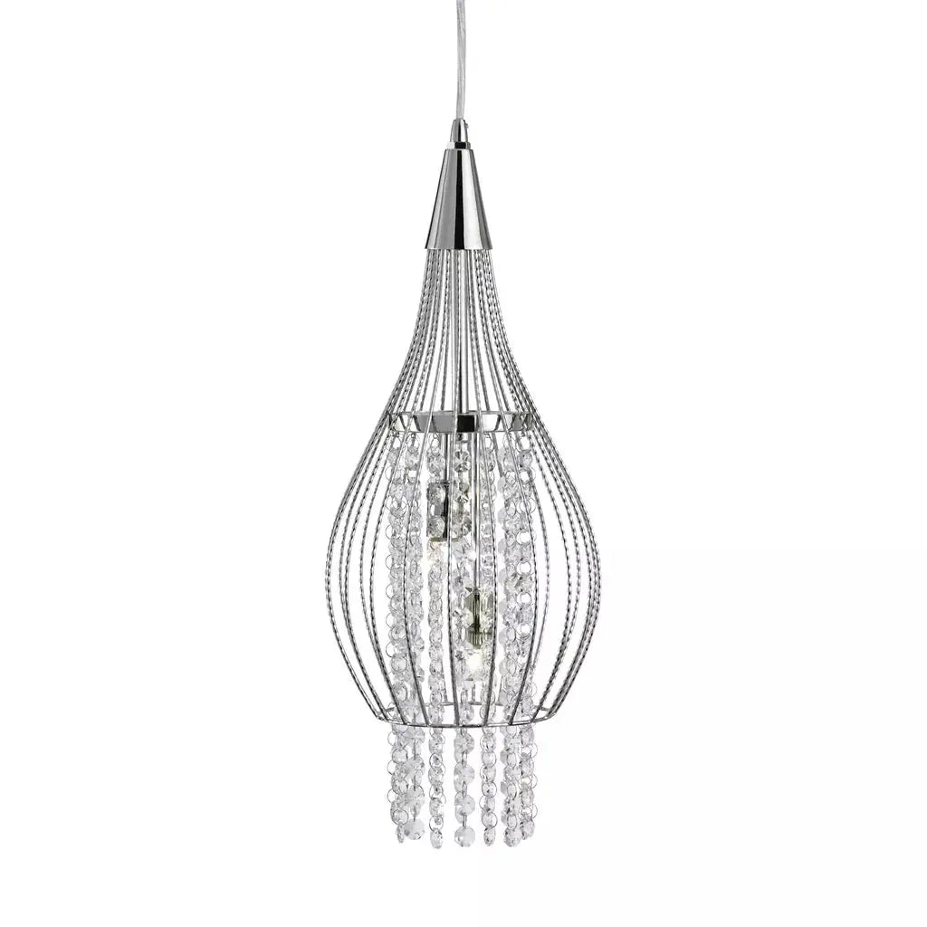 Searchlight Pendant Lights Rocket 2Lt Pendant - Chrome Metal & Crystal - Searchlight Pendant Lights Rocket 2Lt Pendant - Chrome Metal & Crystal