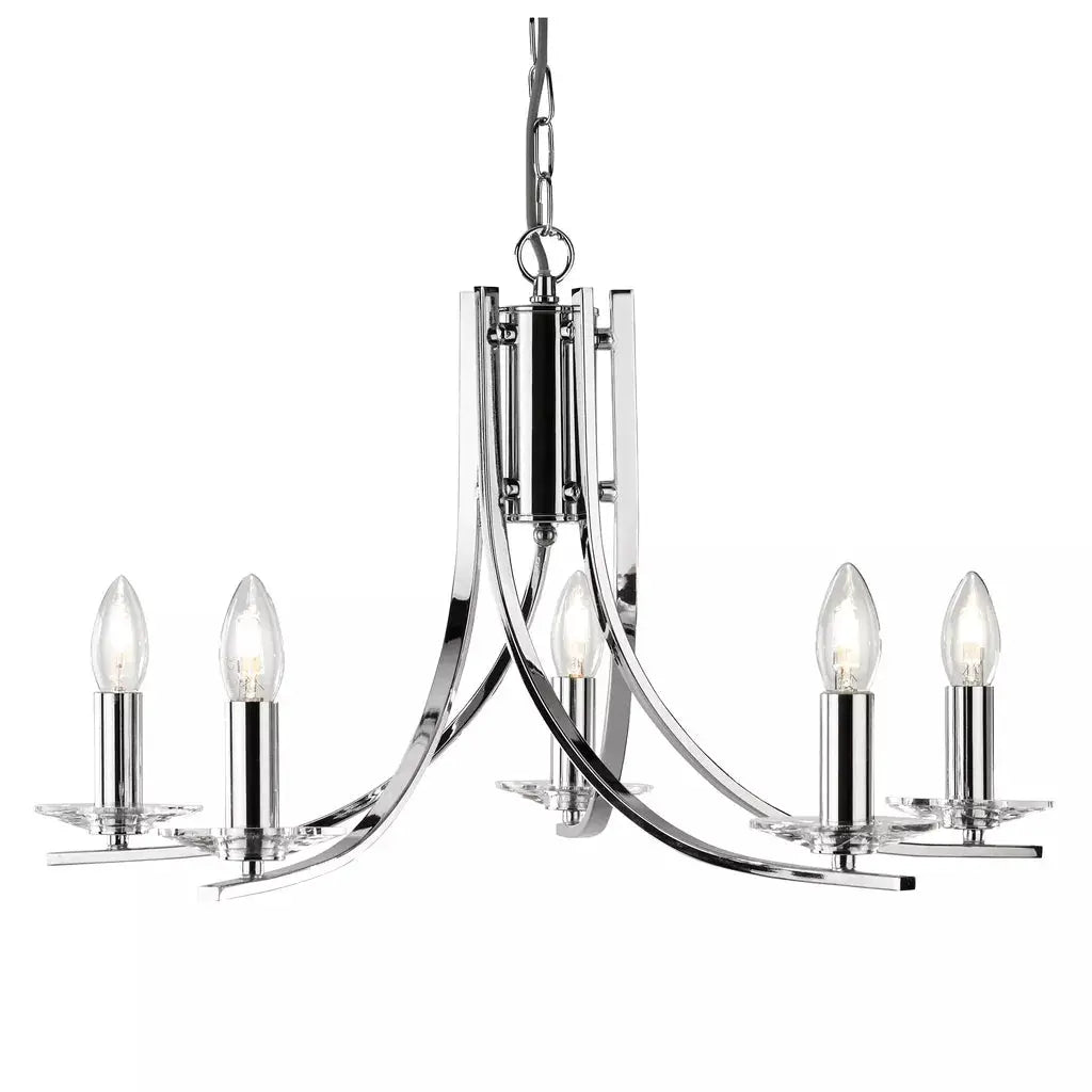 Searchlight Pendant Lights Ascona 5Lt Pendant - Chrome Metal & Glass - Searchlight Pendant Lights Ascona 5Lt Pendant - Chrome Metal & Glass
