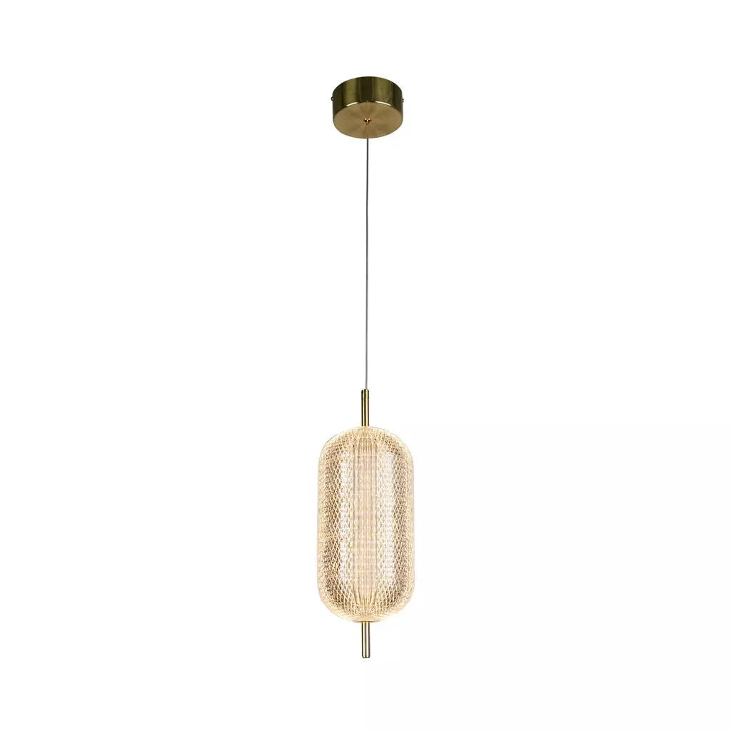 Searchlight Pendant Lights Capsule LED Pendant, Satin Brass Metal and Acrylic Shade - Searchlight Pendant Lights Capsule LED Pendant, Satin Brass Metal and Acrylic Shade